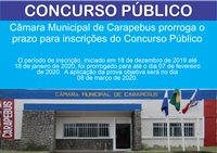 Câmara Municipal de Carapebus prorroga o prazo para inscrições do Concurso Público 