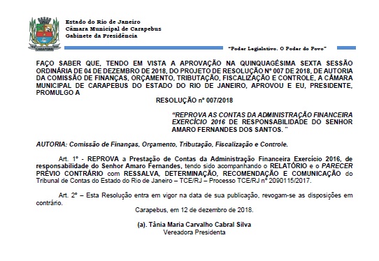 RESOLUÇÃO nº 007/2018